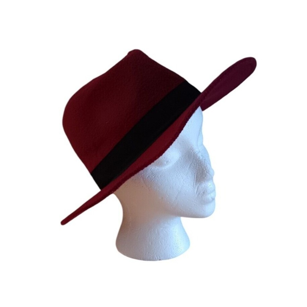 Pugs Burgundy Felts Black Trim Wide Brim men's Trilby Hat One Size Fits Most